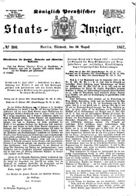 Königlich Preußischer Staats-Anzeiger (Allgemeine preußische Staats-Zeitung) Mittwoch 26. August 1857