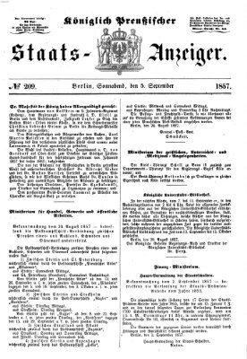 Königlich Preußischer Staats-Anzeiger (Allgemeine preußische Staats-Zeitung) Samstag 5. September 1857