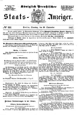Königlich Preußischer Staats-Anzeiger (Allgemeine preußische Staats-Zeitung) Sonntag 20. September 1857