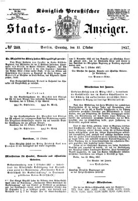 Königlich Preußischer Staats-Anzeiger (Allgemeine preußische Staats-Zeitung) Sonntag 11. Oktober 1857