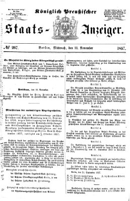 Königlich Preußischer Staats-Anzeiger (Allgemeine preußische Staats-Zeitung) Mittwoch 11. November 1857