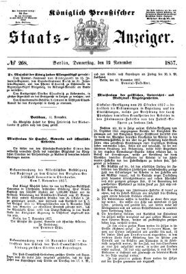 Königlich Preußischer Staats-Anzeiger (Allgemeine preußische Staats-Zeitung) Donnerstag 12. November 1857