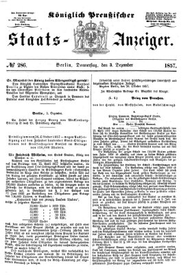 Königlich Preußischer Staats-Anzeiger (Allgemeine preußische Staats-Zeitung) Donnerstag 3. Dezember 1857