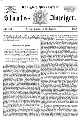 Königlich Preußischer Staats-Anzeiger (Allgemeine preußische Staats-Zeitung) Freitag 11. Dezember 1857
