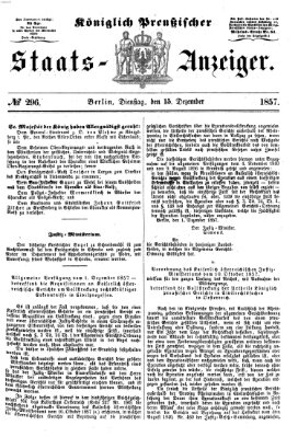 Königlich Preußischer Staats-Anzeiger (Allgemeine preußische Staats-Zeitung) Dienstag 15. Dezember 1857