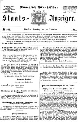 Königlich Preußischer Staats-Anzeiger (Allgemeine preußische Staats-Zeitung) Dienstag 29. Dezember 1857