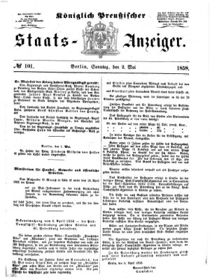 Königlich Preußischer Staats-Anzeiger (Allgemeine preußische Staats-Zeitung) Sonntag 2. Mai 1858