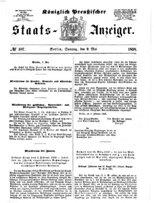 Königlich Preußischer Staats-Anzeiger (Allgemeine preußische Staats-Zeitung) Sonntag 9. Mai 1858
