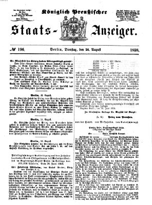 Königlich Preußischer Staats-Anzeiger (Allgemeine preußische Staats-Zeitung) Dienstag 24. August 1858