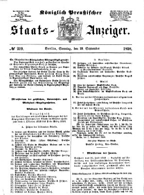 Königlich Preußischer Staats-Anzeiger (Allgemeine preußische Staats-Zeitung) Sonntag 19. September 1858