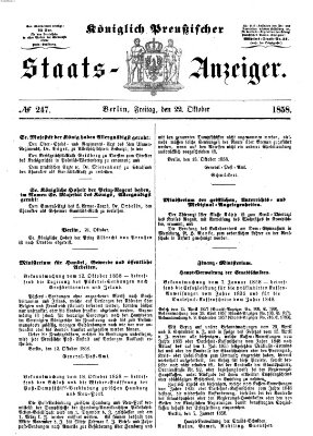 Königlich Preußischer Staats-Anzeiger (Allgemeine preußische Staats-Zeitung) Freitag 22. Oktober 1858