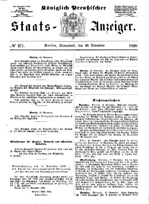 Königlich Preußischer Staats-Anzeiger (Allgemeine preußische Staats-Zeitung) Samstag 20. November 1858