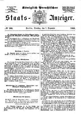 Königlich Preußischer Staats-Anzeiger (Allgemeine preußische Staats-Zeitung) Dienstag 7. Dezember 1858