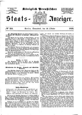 Königlich Preußischer Staats-Anzeiger (Allgemeine preußische Staats-Zeitung) Samstag 15. Oktober 1859