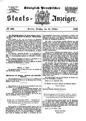 Königlich Preußischer Staats-Anzeiger (Allgemeine preußische Staats-Zeitung) Dienstag 18. Oktober 1859