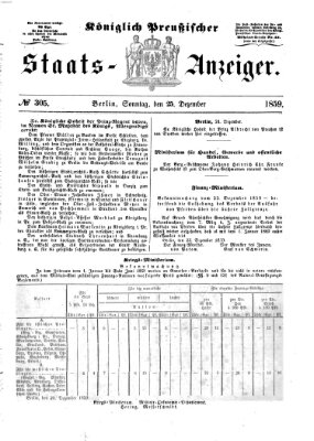Königlich Preußischer Staats-Anzeiger (Allgemeine preußische Staats-Zeitung) Sonntag 25. Dezember 1859