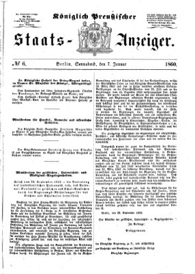 Königlich Preußischer Staats-Anzeiger (Allgemeine preußische Staats-Zeitung) Samstag 7. Januar 1860
