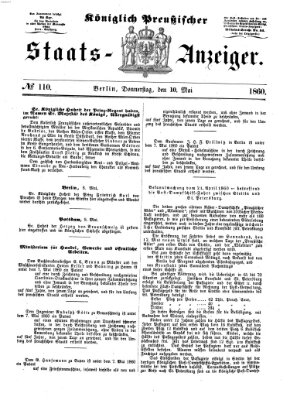 Königlich Preußischer Staats-Anzeiger (Allgemeine preußische Staats-Zeitung) Donnerstag 10. Mai 1860