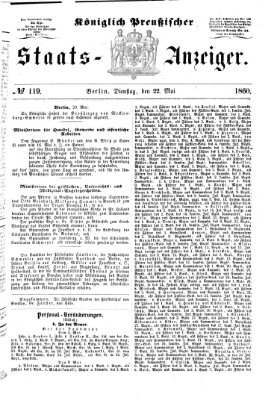 Königlich Preußischer Staats-Anzeiger (Allgemeine preußische Staats-Zeitung) Dienstag 22. Mai 1860