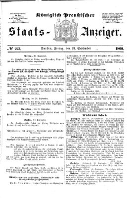 Königlich Preußischer Staats-Anzeiger (Allgemeine preußische Staats-Zeitung) Freitag 21. September 1860