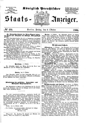 Königlich Preußischer Staats-Anzeiger (Allgemeine preußische Staats-Zeitung) Freitag 5. Oktober 1860