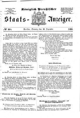 Königlich Preußischer Staats-Anzeiger (Allgemeine preußische Staats-Zeitung) Sonntag 16. Dezember 1860