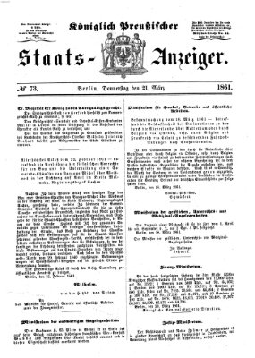 Königlich Preußischer Staats-Anzeiger (Allgemeine preußische Staats-Zeitung) Donnerstag 21. März 1861