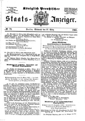 Königlich Preußischer Staats-Anzeiger (Allgemeine preußische Staats-Zeitung) Mittwoch 27. März 1861