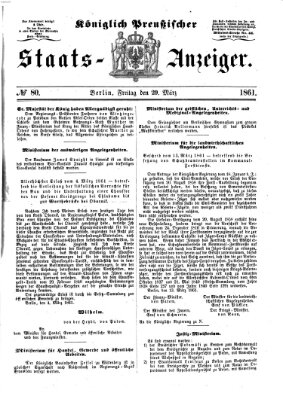 Königlich Preußischer Staats-Anzeiger (Allgemeine preußische Staats-Zeitung) Freitag 29. März 1861