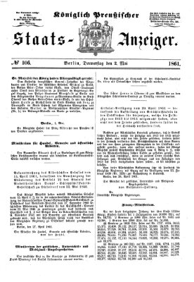 Königlich Preußischer Staats-Anzeiger (Allgemeine preußische Staats-Zeitung) Donnerstag 2. Mai 1861