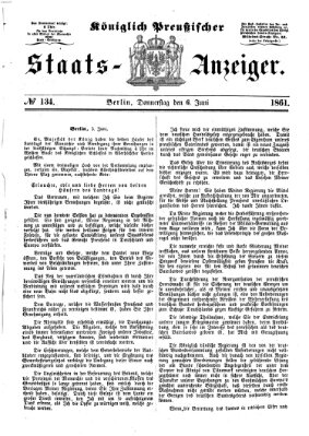 Königlich Preußischer Staats-Anzeiger (Allgemeine preußische Staats-Zeitung) Donnerstag 6. Juni 1861