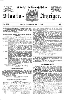 Königlich Preußischer Staats-Anzeiger (Allgemeine preußische Staats-Zeitung) Donnerstag 11. Juli 1861