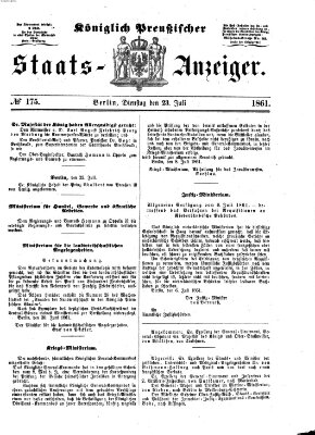Königlich Preußischer Staats-Anzeiger (Allgemeine preußische Staats-Zeitung) Dienstag 23. Juli 1861