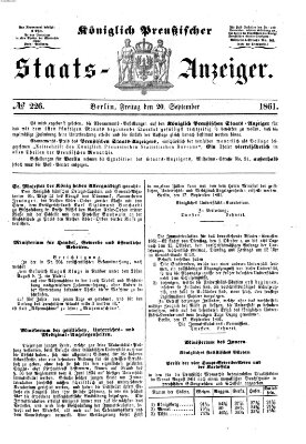 Königlich Preußischer Staats-Anzeiger (Allgemeine preußische Staats-Zeitung) Freitag 20. September 1861