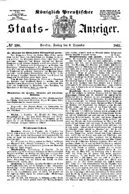 Königlich Preußischer Staats-Anzeiger (Allgemeine preußische Staats-Zeitung) Freitag 6. Dezember 1861