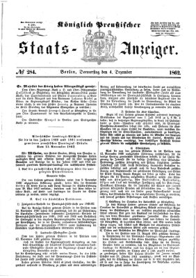 Königlich Preußischer Staats-Anzeiger (Allgemeine preußische Staats-Zeitung) Donnerstag 4. Dezember 1862