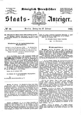 Königlich Preußischer Staats-Anzeiger (Allgemeine preußische Staats-Zeitung) Freitag 27. Februar 1863