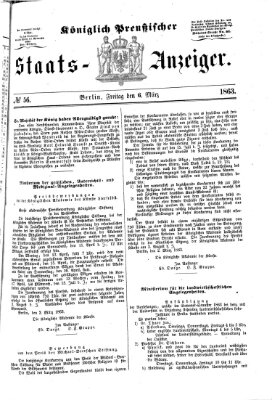 Königlich Preußischer Staats-Anzeiger (Allgemeine preußische Staats-Zeitung) Freitag 6. März 1863