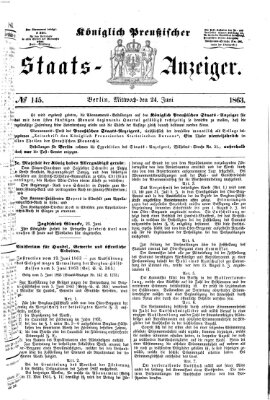 Königlich Preußischer Staats-Anzeiger (Allgemeine preußische Staats-Zeitung) Mittwoch 24. Juni 1863