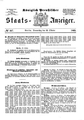 Königlich Preußischer Staats-Anzeiger (Allgemeine preußische Staats-Zeitung) Donnerstag 22. Oktober 1863