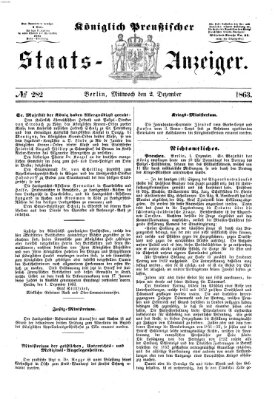 Königlich Preußischer Staats-Anzeiger (Allgemeine preußische Staats-Zeitung) Mittwoch 2. Dezember 1863