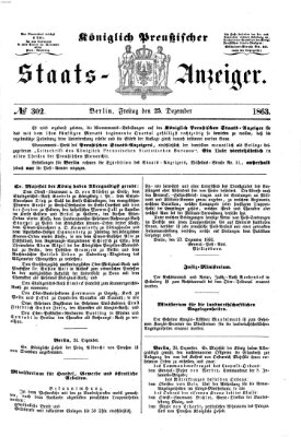 Königlich Preußischer Staats-Anzeiger (Allgemeine preußische Staats-Zeitung) Freitag 25. Dezember 1863