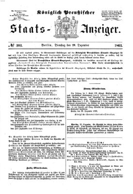 Königlich Preußischer Staats-Anzeiger (Allgemeine preußische Staats-Zeitung) Dienstag 29. Dezember 1863