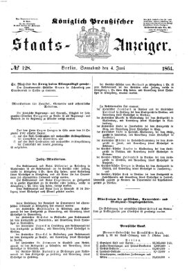 Königlich Preußischer Staats-Anzeiger (Allgemeine preußische Staats-Zeitung) Samstag 4. Juni 1864