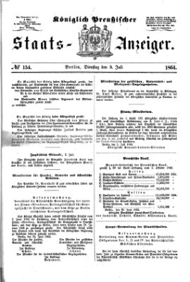Königlich Preußischer Staats-Anzeiger (Allgemeine preußische Staats-Zeitung) Dienstag 5. Juli 1864