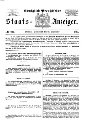 Königlich Preußischer Staats-Anzeiger (Allgemeine preußische Staats-Zeitung) Samstag 24. September 1864