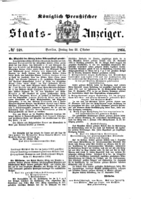 Königlich Preußischer Staats-Anzeiger (Allgemeine preußische Staats-Zeitung) Freitag 21. Oktober 1864