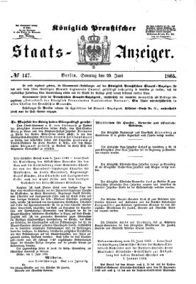 Königlich Preußischer Staats-Anzeiger (Allgemeine preußische Staats-Zeitung) Sonntag 25. Juni 1865