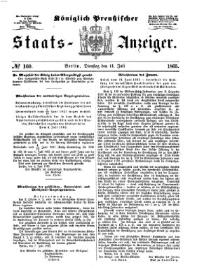Königlich Preußischer Staats-Anzeiger (Allgemeine preußische Staats-Zeitung) Dienstag 11. Juli 1865