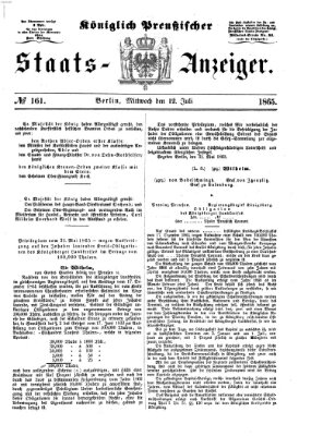 Königlich Preußischer Staats-Anzeiger (Allgemeine preußische Staats-Zeitung) Mittwoch 12. Juli 1865